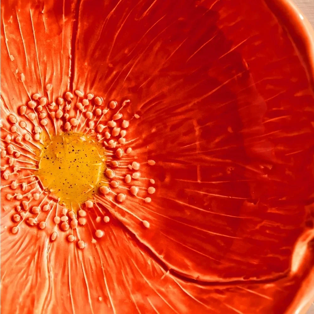 New🌟Anthropologie-Red Poppy Bowl -medium